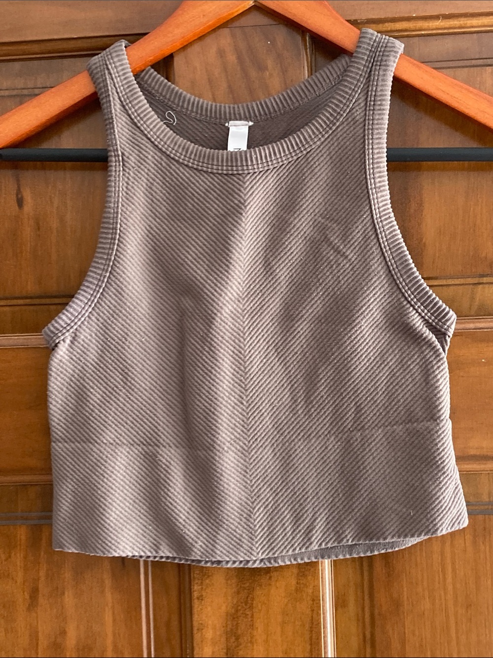 Ribbed Sleeveless Crop Top - Taupe